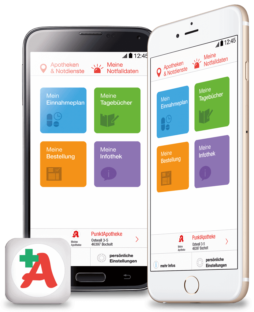 Skizzierte Abbildung der Meine Apotheken App